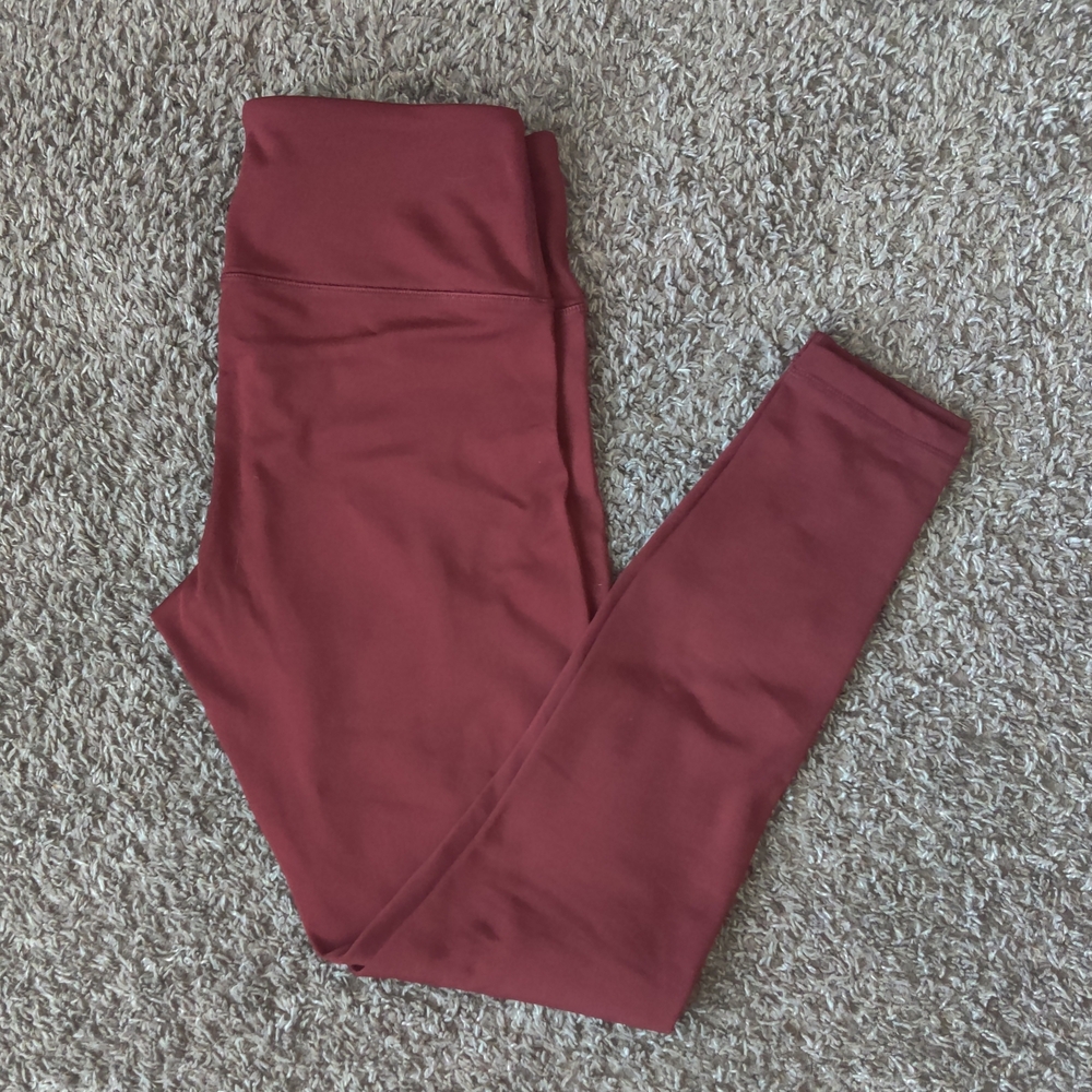 90 Degree By Reflex Lightly Fleeced Burgundy Leggings
